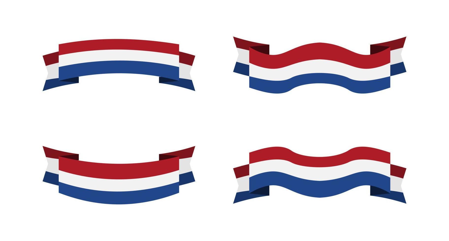 illustratie van een vlag van nederland met een lint-stijl. nederlandse vlag vector set.