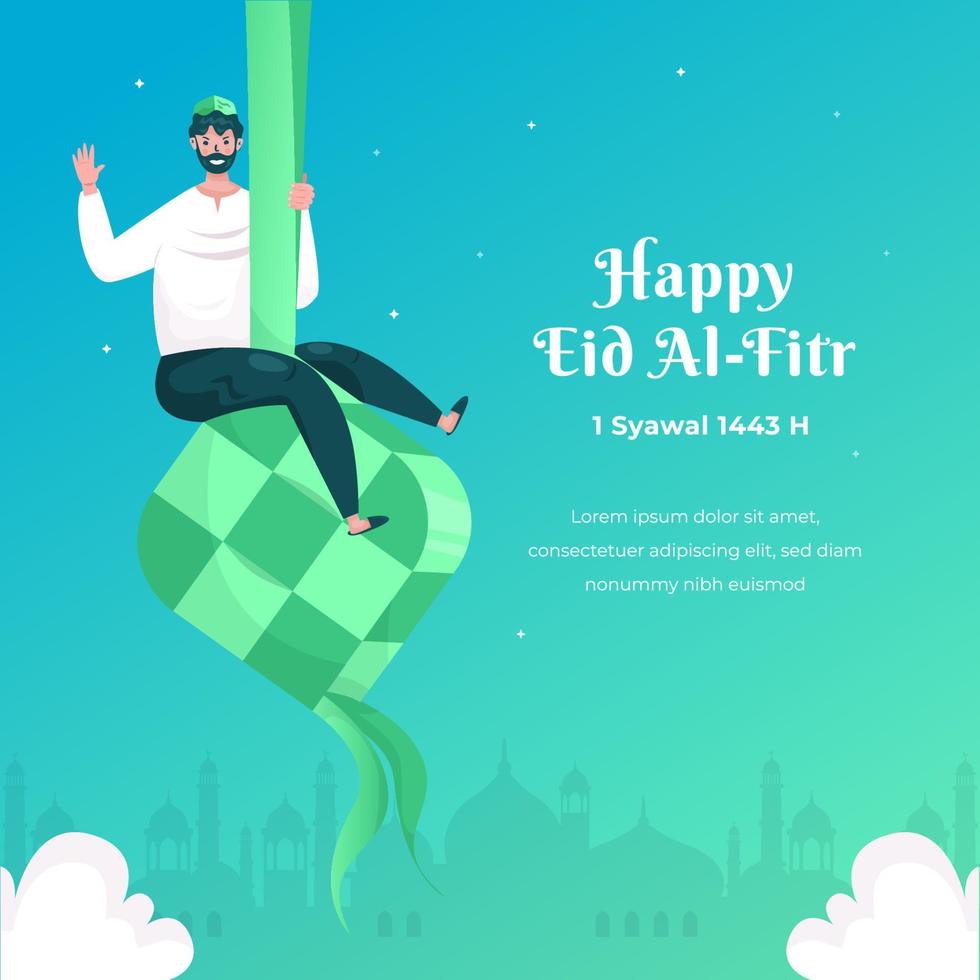 platte ontwerp gelukkige eid al-fitr viering vector