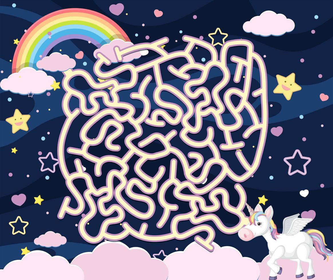 Een Unicorn Maze Puzzle Game vector