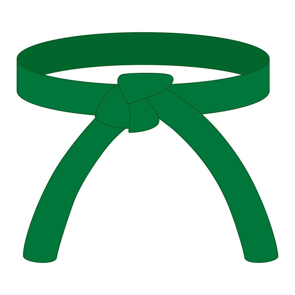 karate riem groene kleur geïsoleerd op een witte achtergrond. ontwerp icoon van Japanse krijgskunst in vlakke stijl. vector