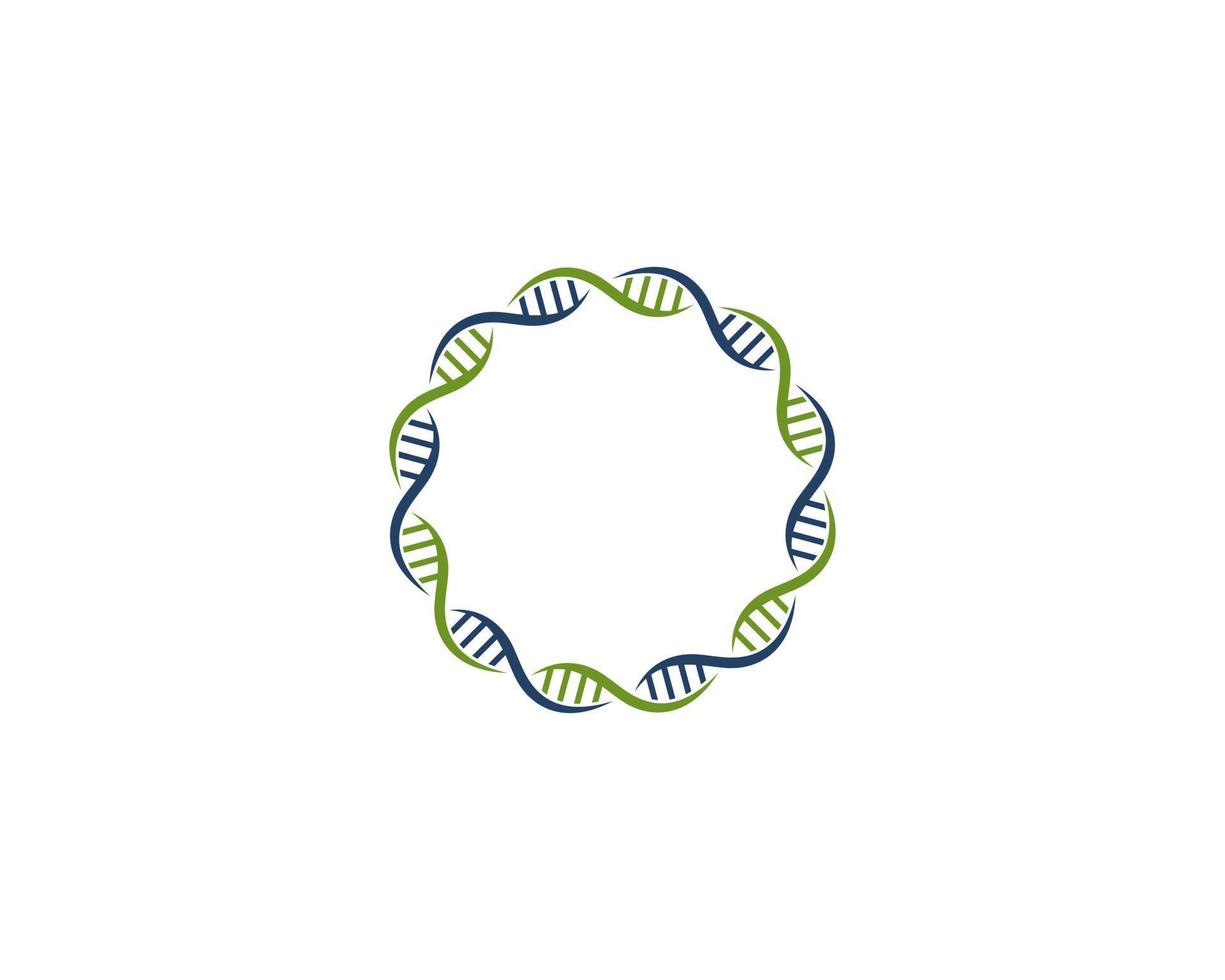 cirkelvormige dna-helix met logo in cirkelvorm vector