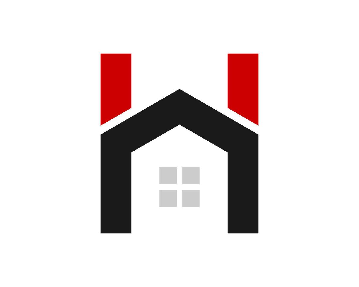 h letter initiaal met eenvoudig huis erin vector