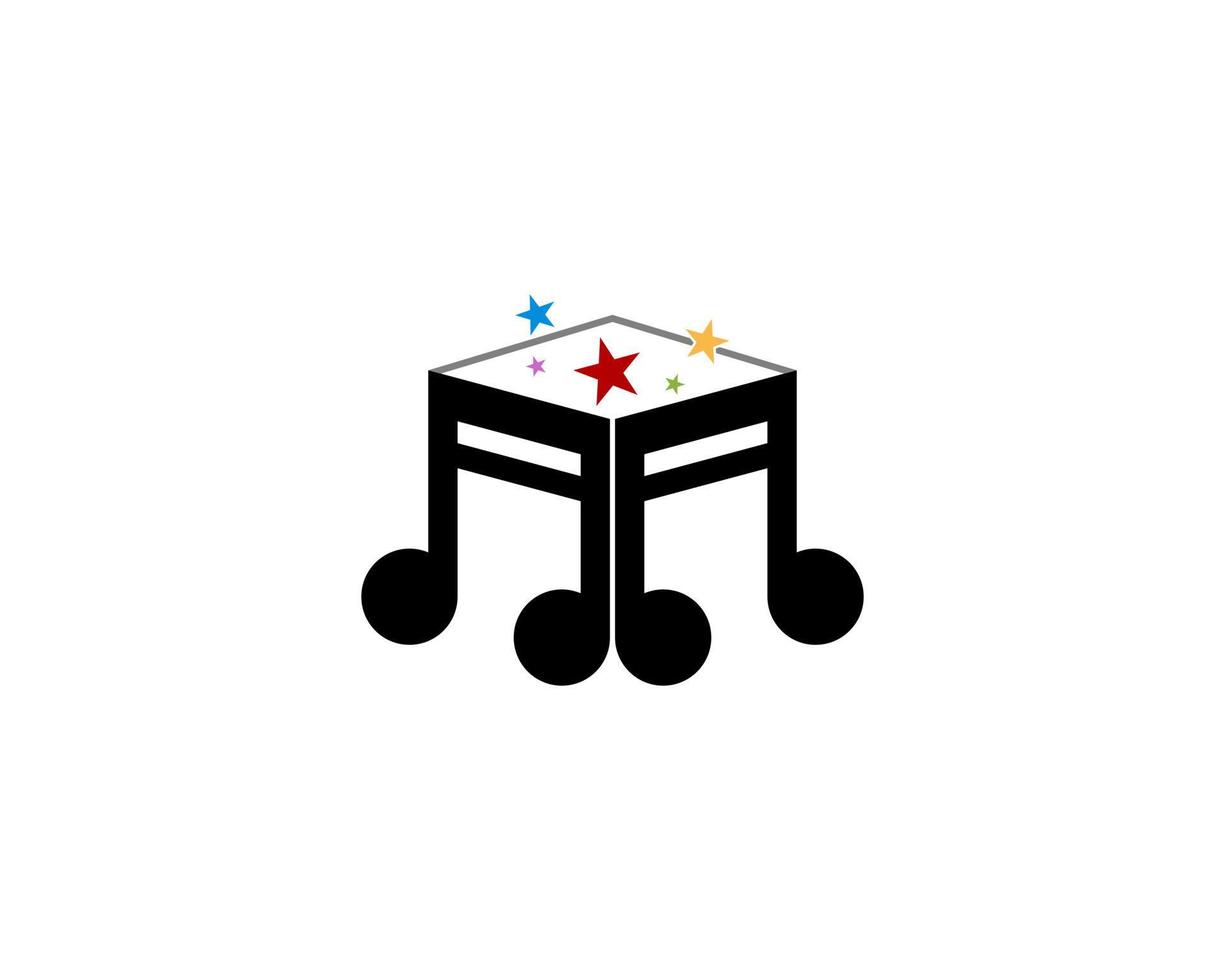 muzieknoot met logo in doosvorm vector