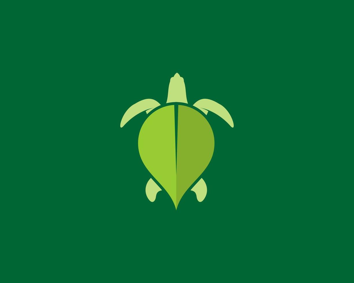 groene schildpad met groen blad als schelp vector
