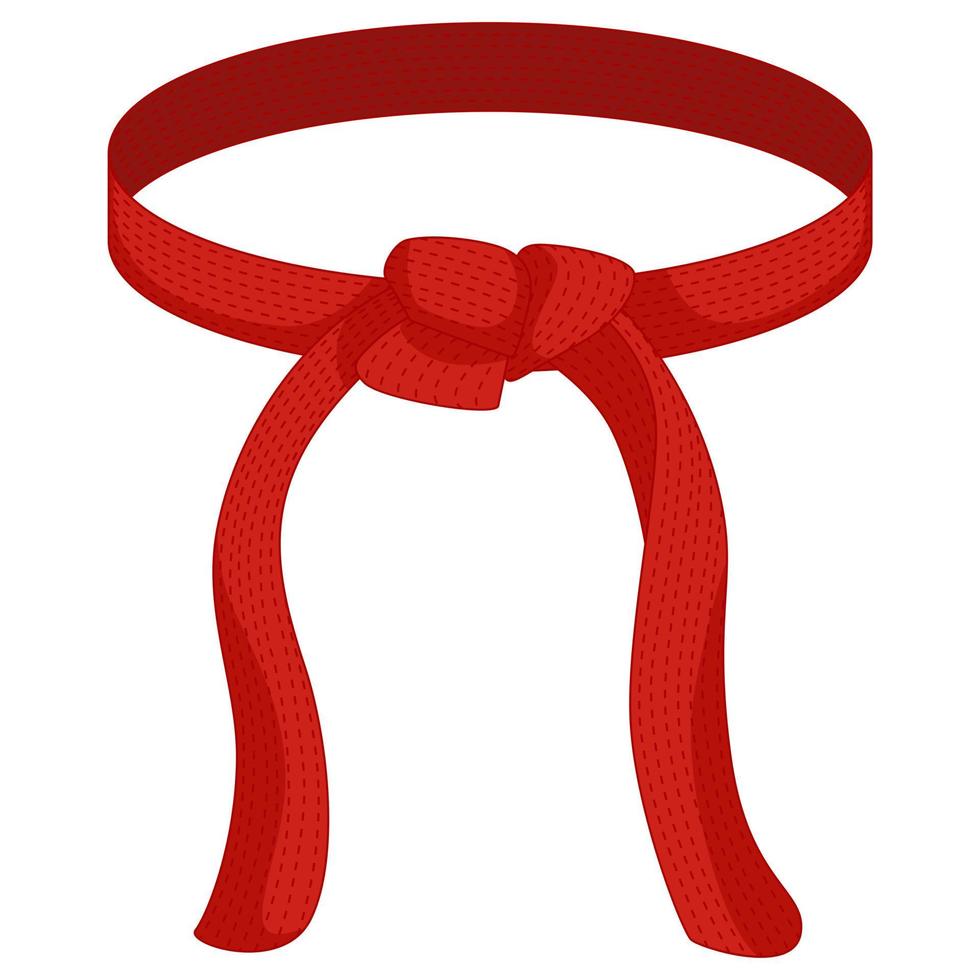 karate riem rode kleur geïsoleerd op een witte achtergrond. ontwerp icoon van Japanse krijgskunst in vlakke stijl. vector