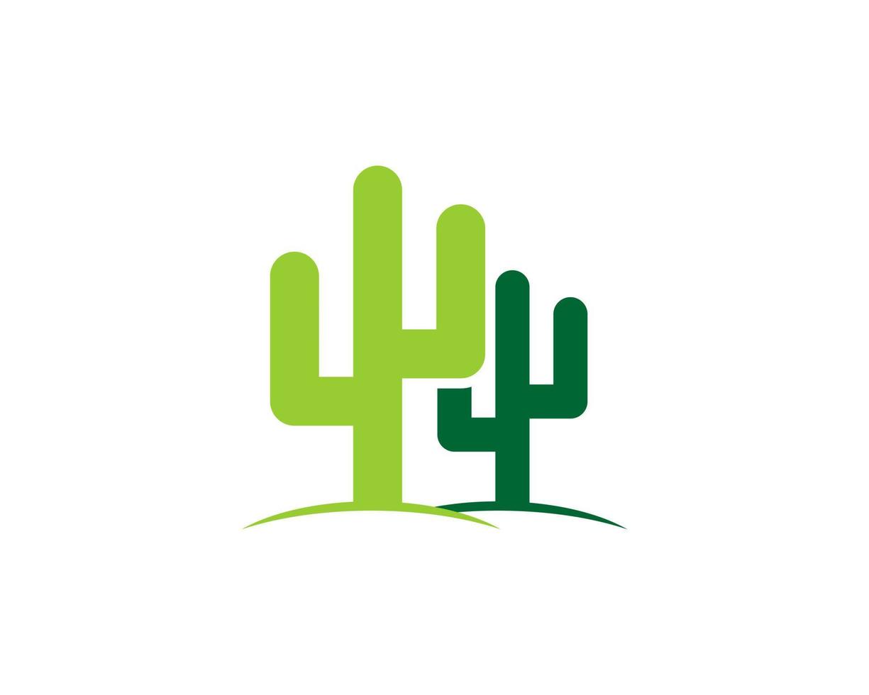 twee cactussen in groen kleurenlogo vector