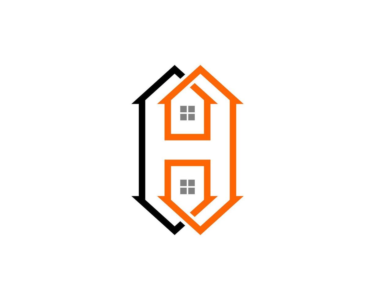 h brief met huisvorm logo vector