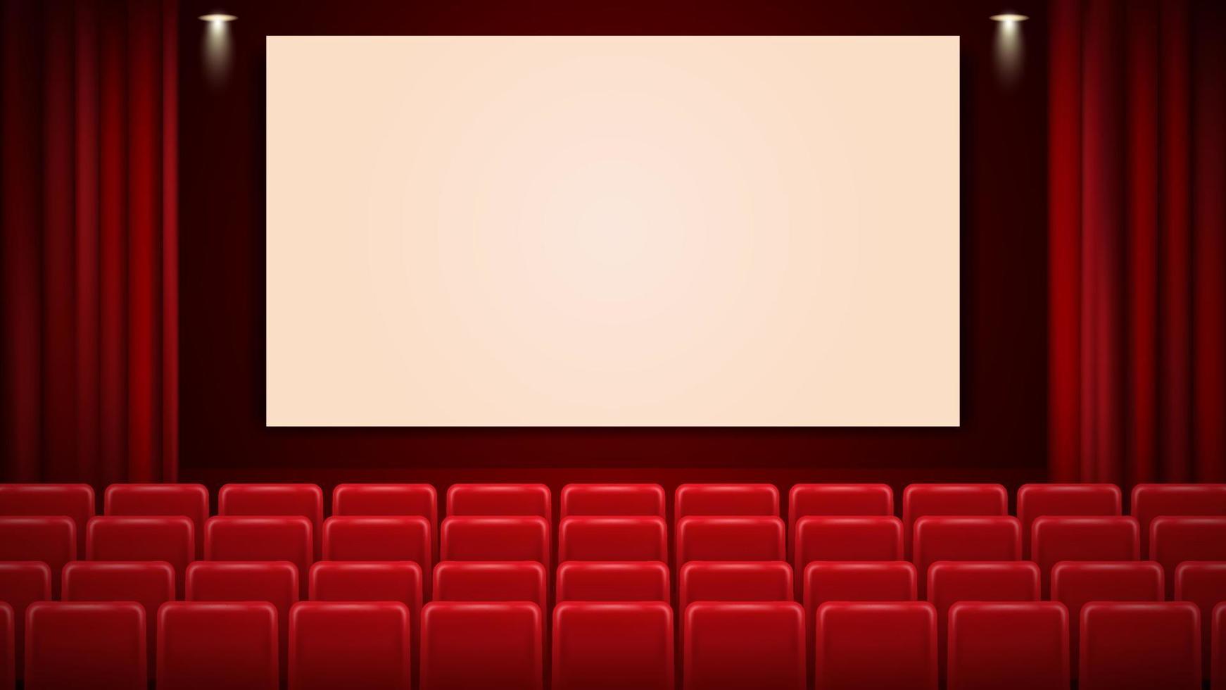 bioscoopmodel met leeg wit scherm. sjabloon achtergrond. vector