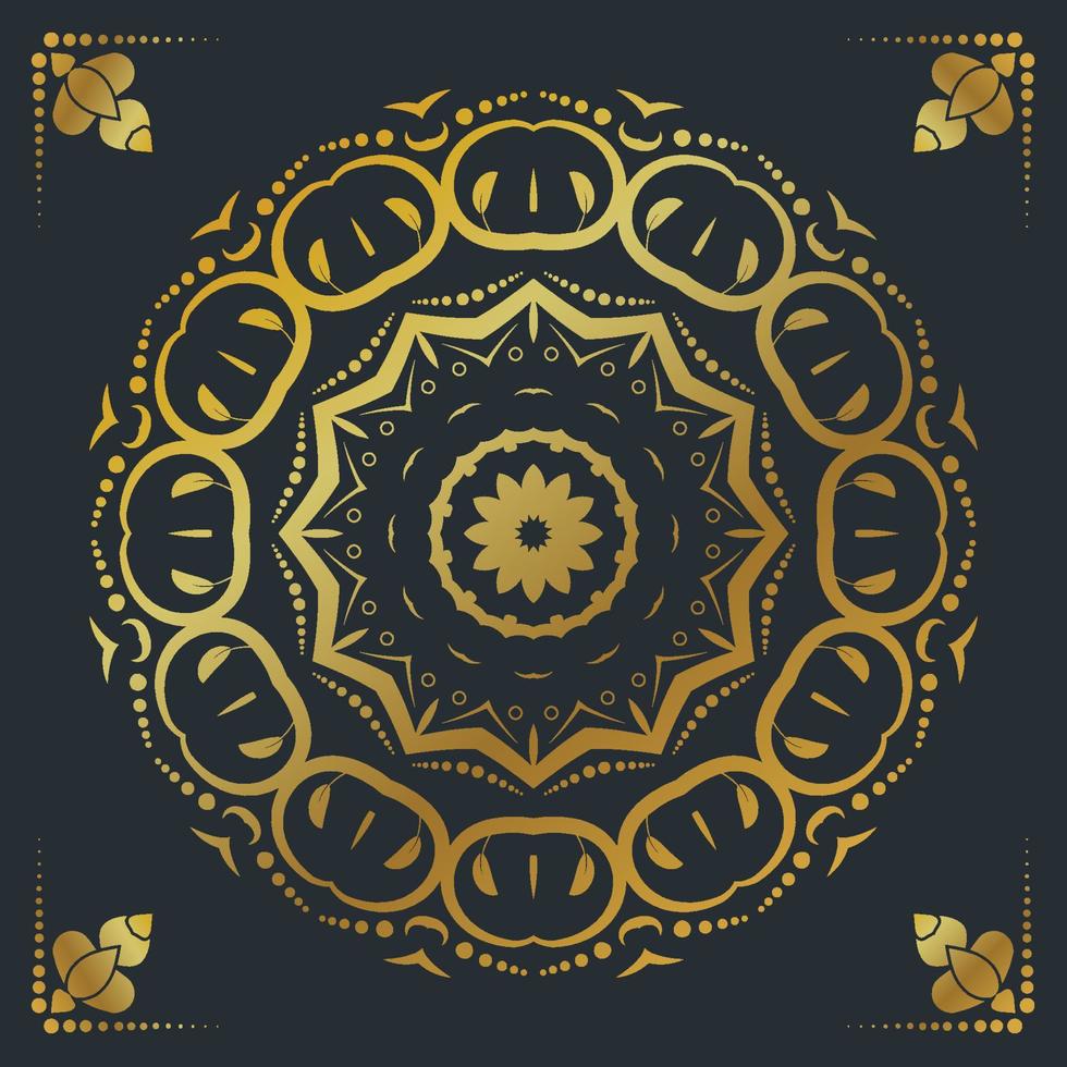 luxe sier mandala ontwerp achtergrond in gouden kleur vector