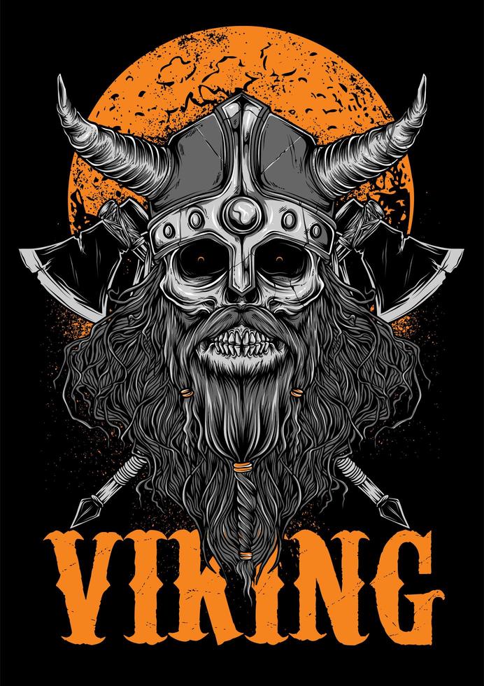 Viking-zombieillustratie met maan vector