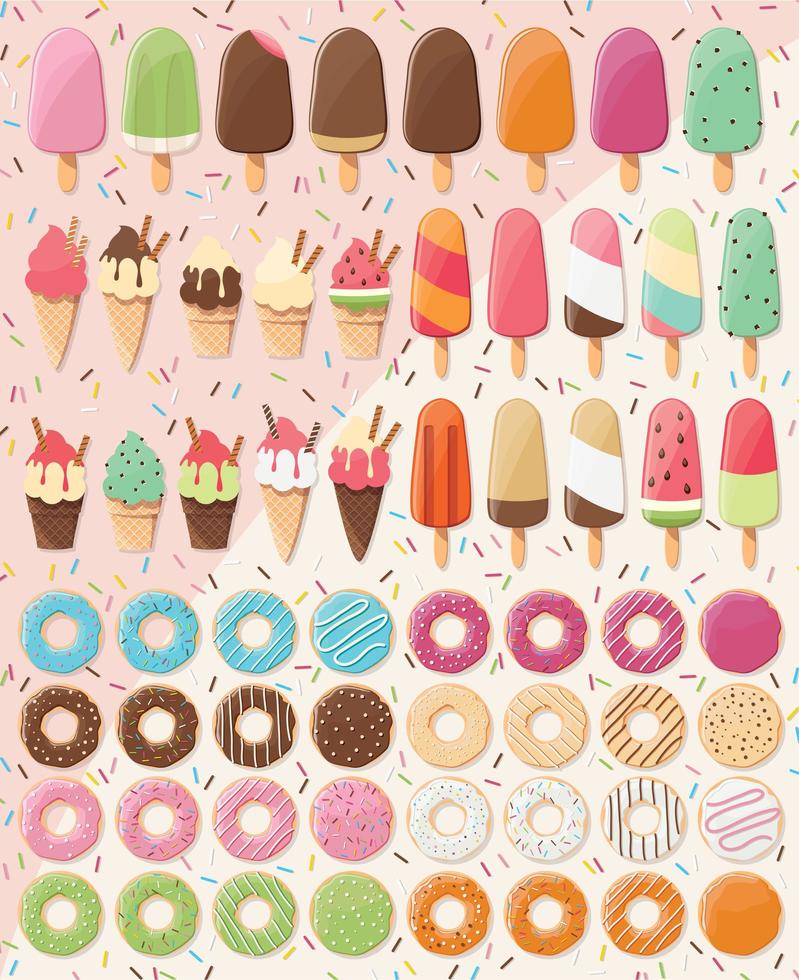 Enorme collectie desserts vector