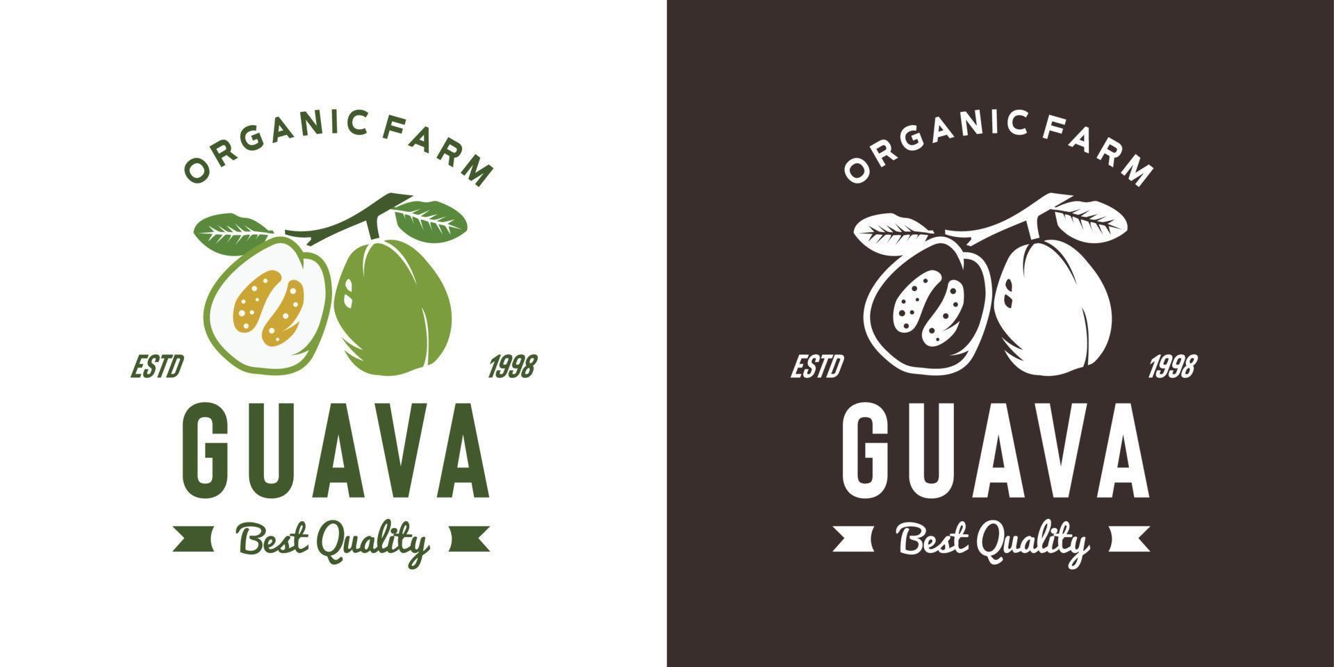 vintage guave fruit logo illustratie geschikt voor fruitwinkel en fruitboerderij vector