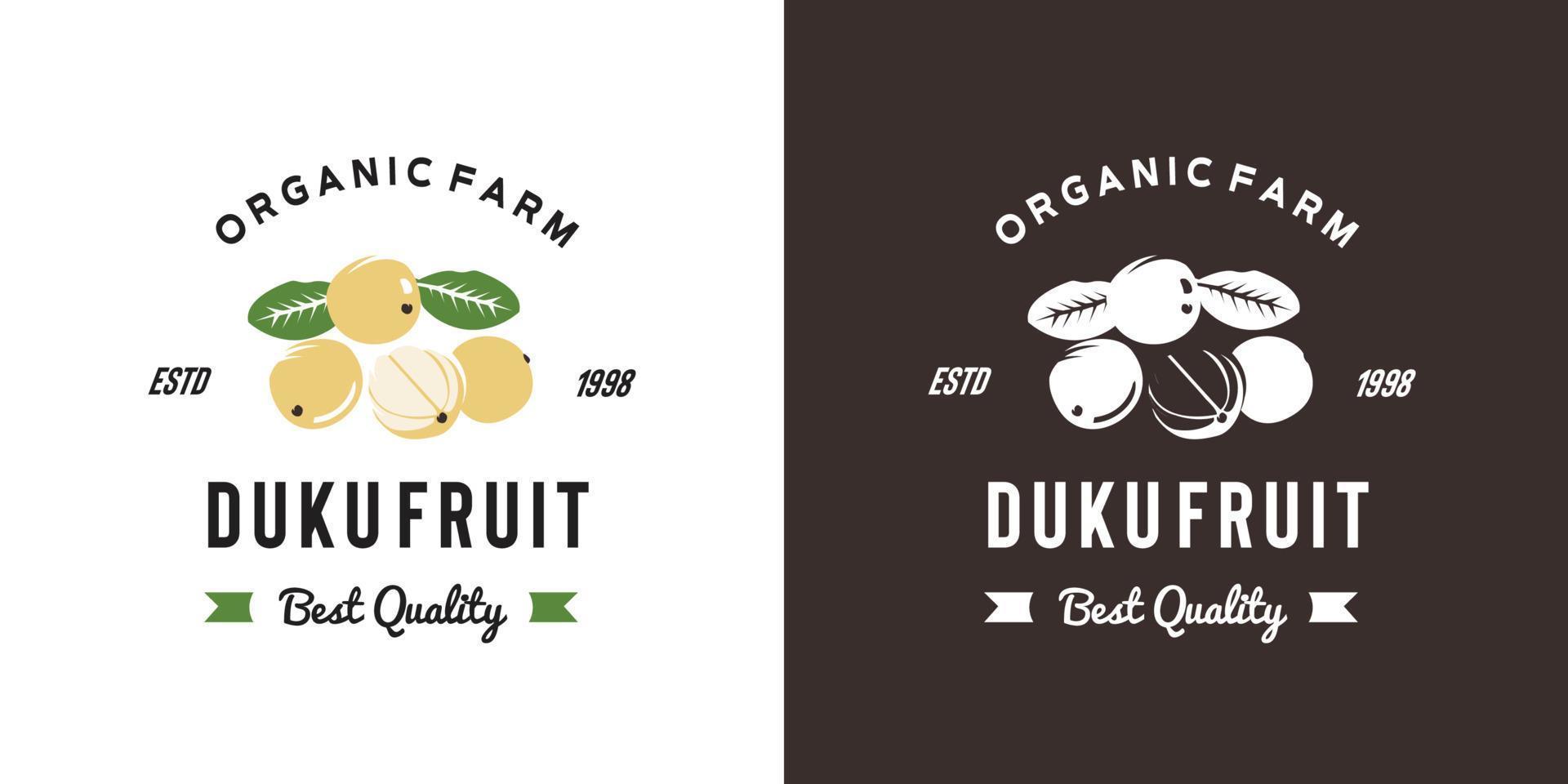 vintage duku fruit logo illustratie geschikt voor fruitwinkel en fruitboerderij vector