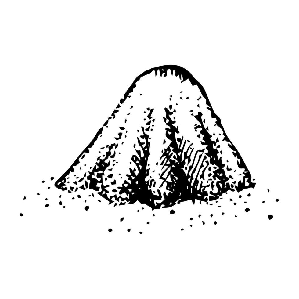 zout, peper, kruiden met de hand getekend. vectorillustratie van een heuvel van zout. pictogram kruiden, peper. vector