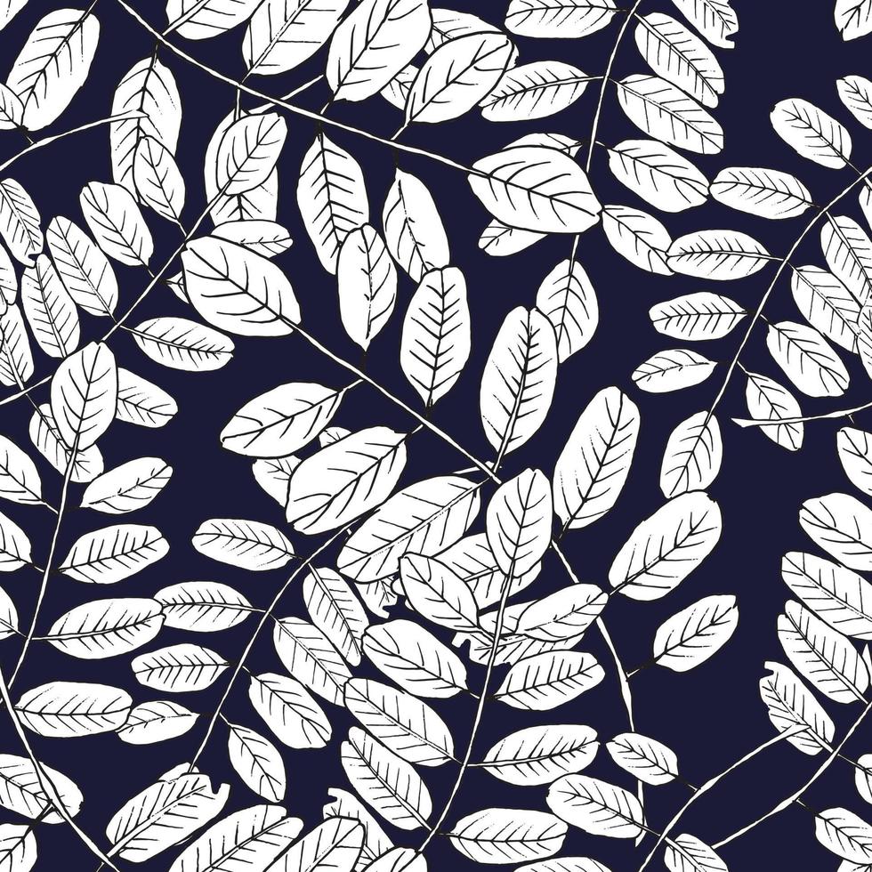 naadloze vector botanische patroon met handgetekende acacia bladeren. lente lommerrijke vintage bloemen achtergrond. bladeren en kruiden. achtergrond voor textiel, stoffen, covers, wallpapers, print, cadeauverpakking