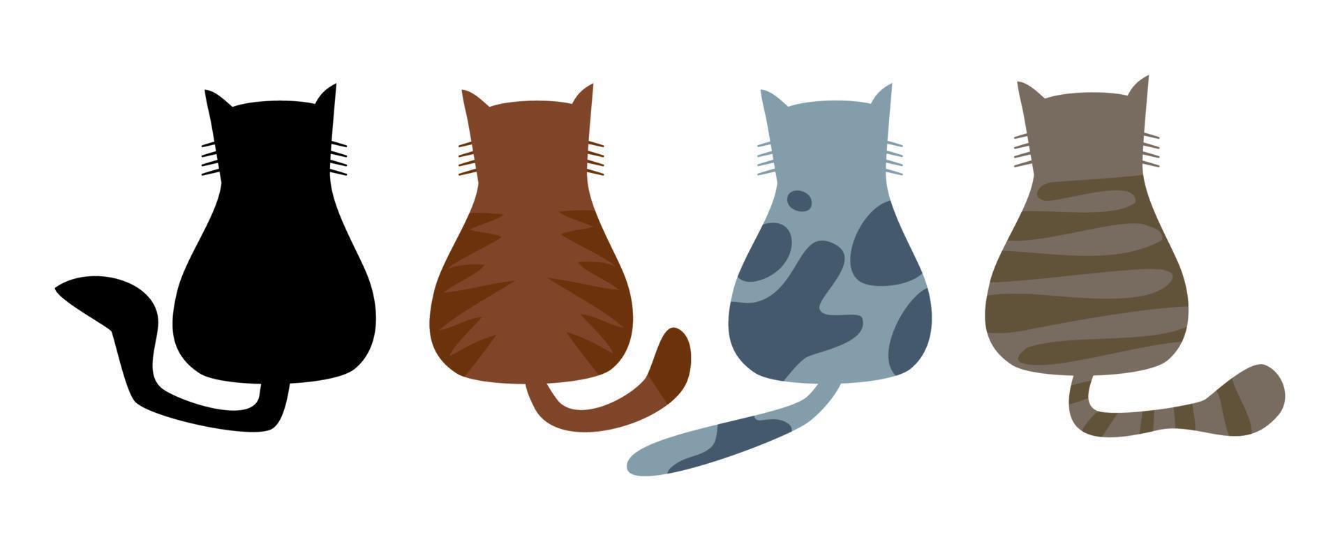 schattig zittend kattensilhouet achter het zicht vector