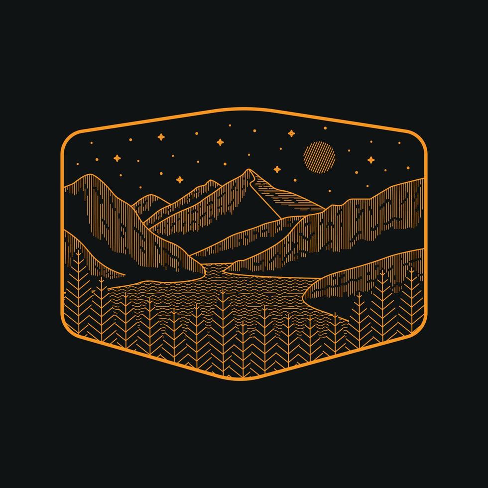 vectorillustratie van North Cascades National Park in mono lijnstijl voor badges, emblemen, patches, t-shirts, enz. vector