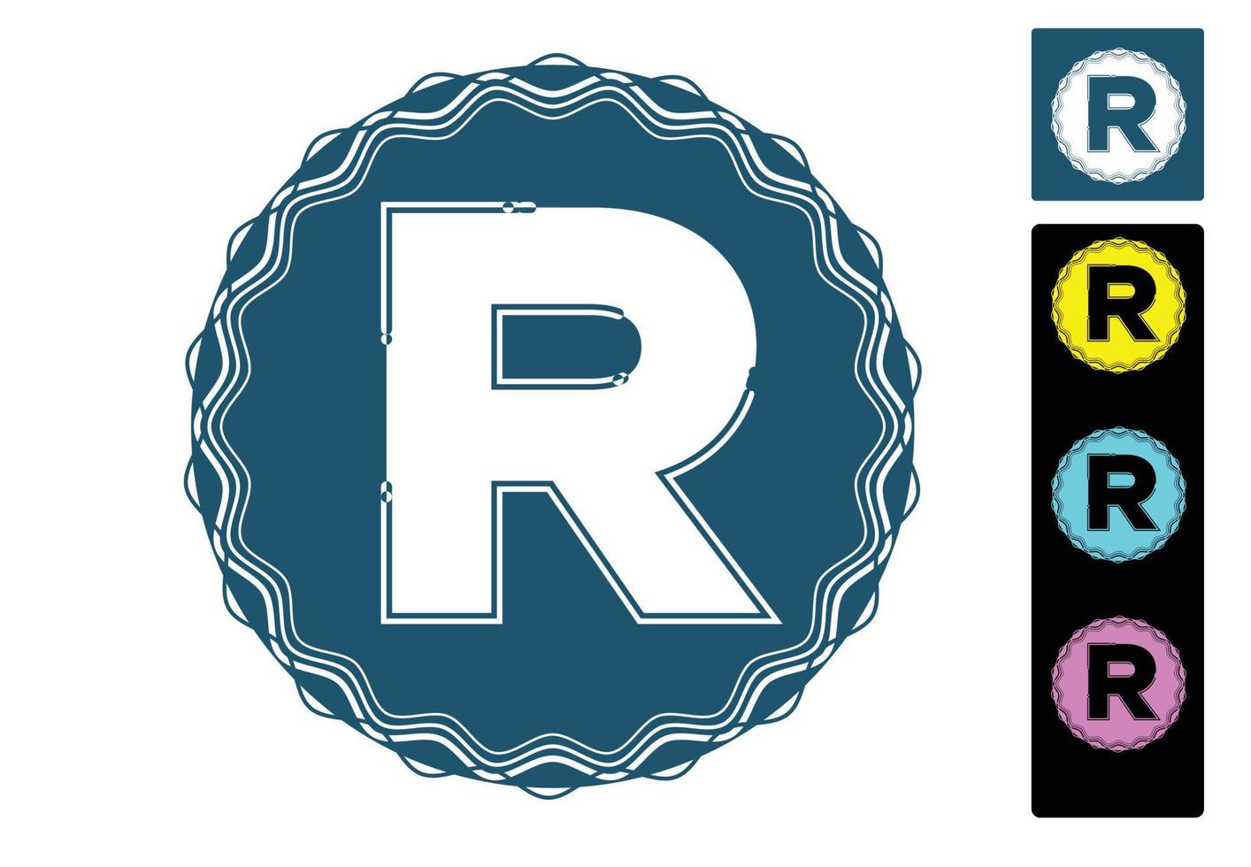 r brief nieuw logo en pictogram ontwerpsjabloon vector