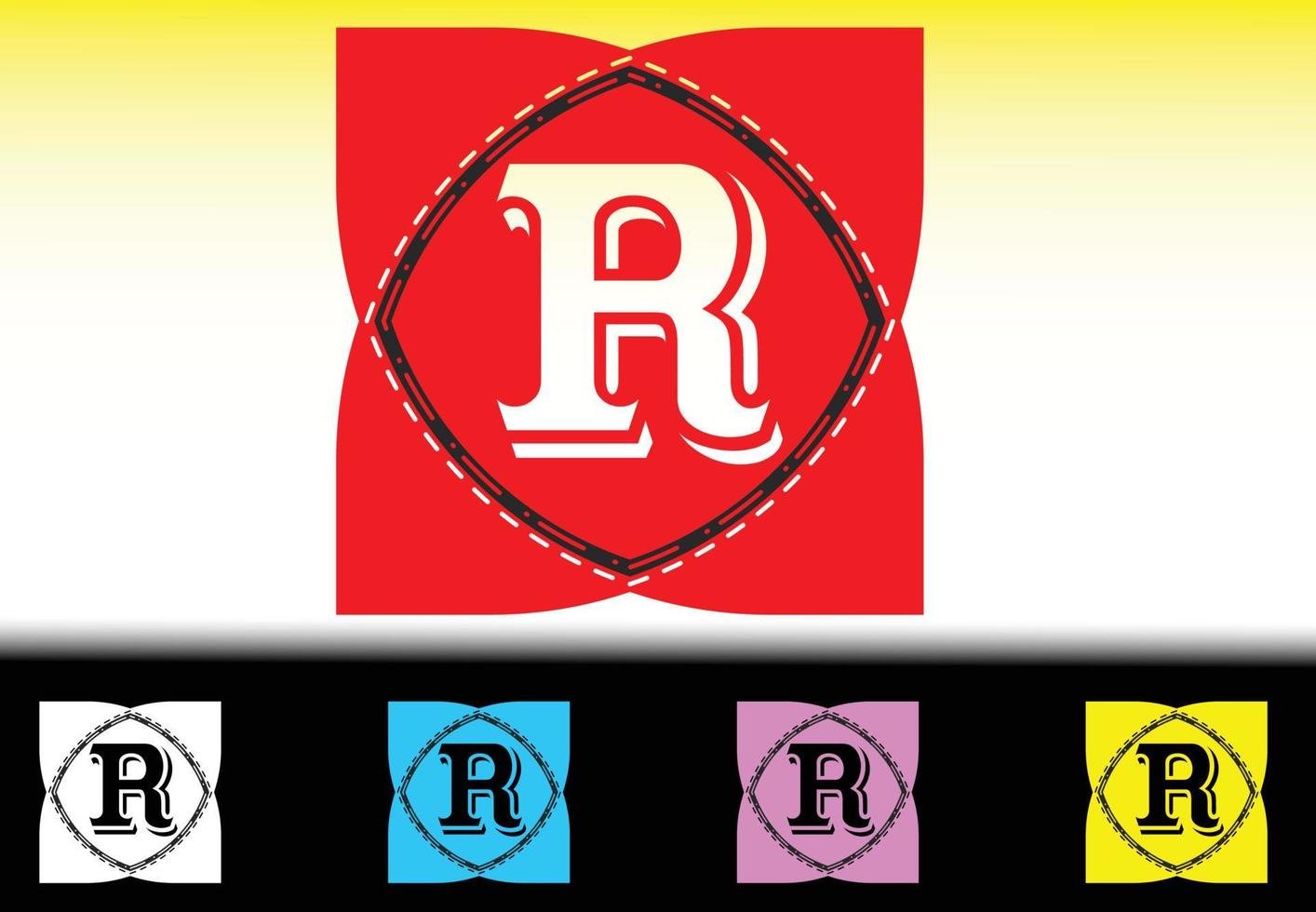 r brief nieuw logo en pictogram ontwerpsjabloon vector