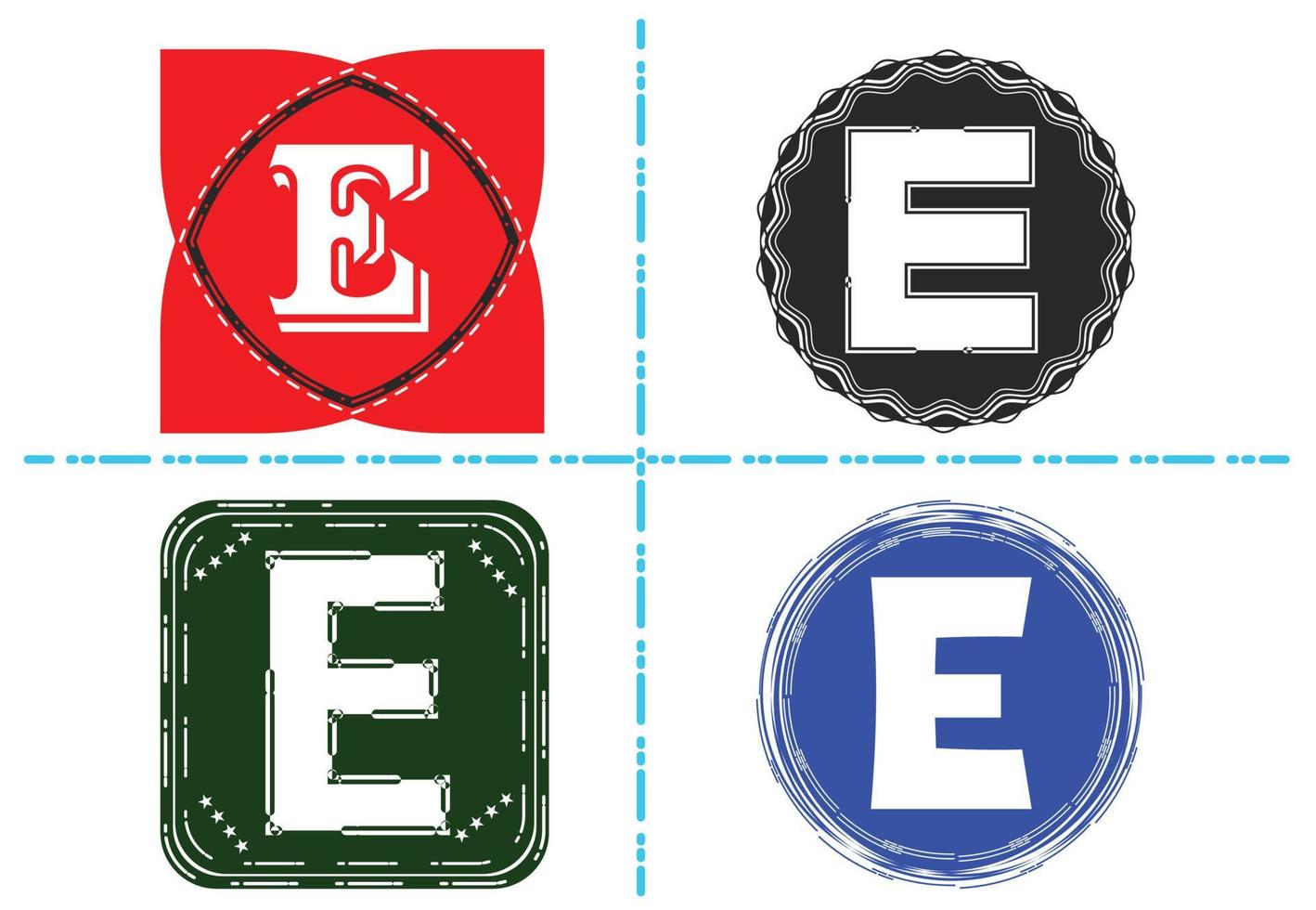 e letter nieuw logo en pictogram ontwerpsjabloon vector