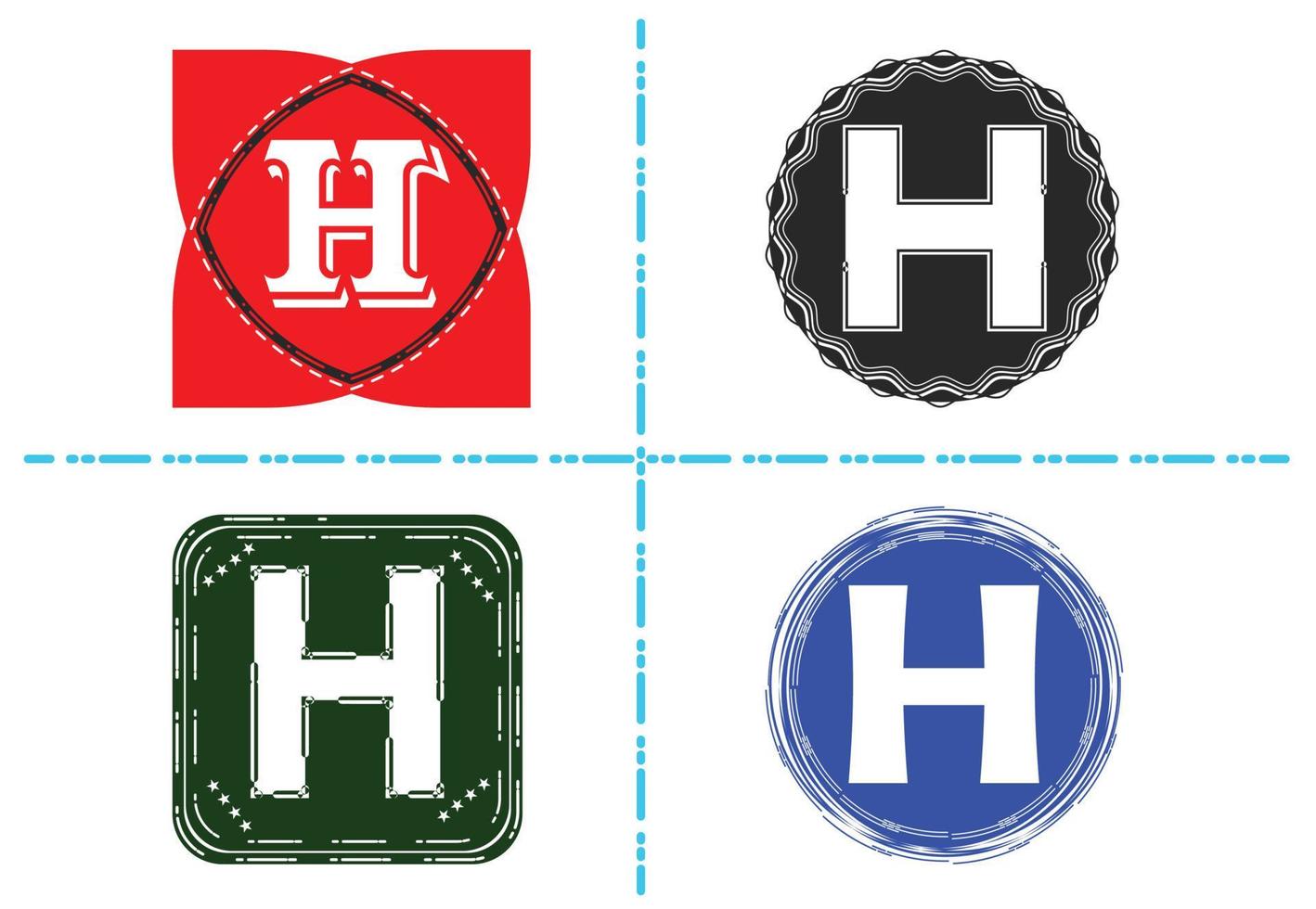 h brief nieuw logo en pictogram ontwerpsjabloon vector