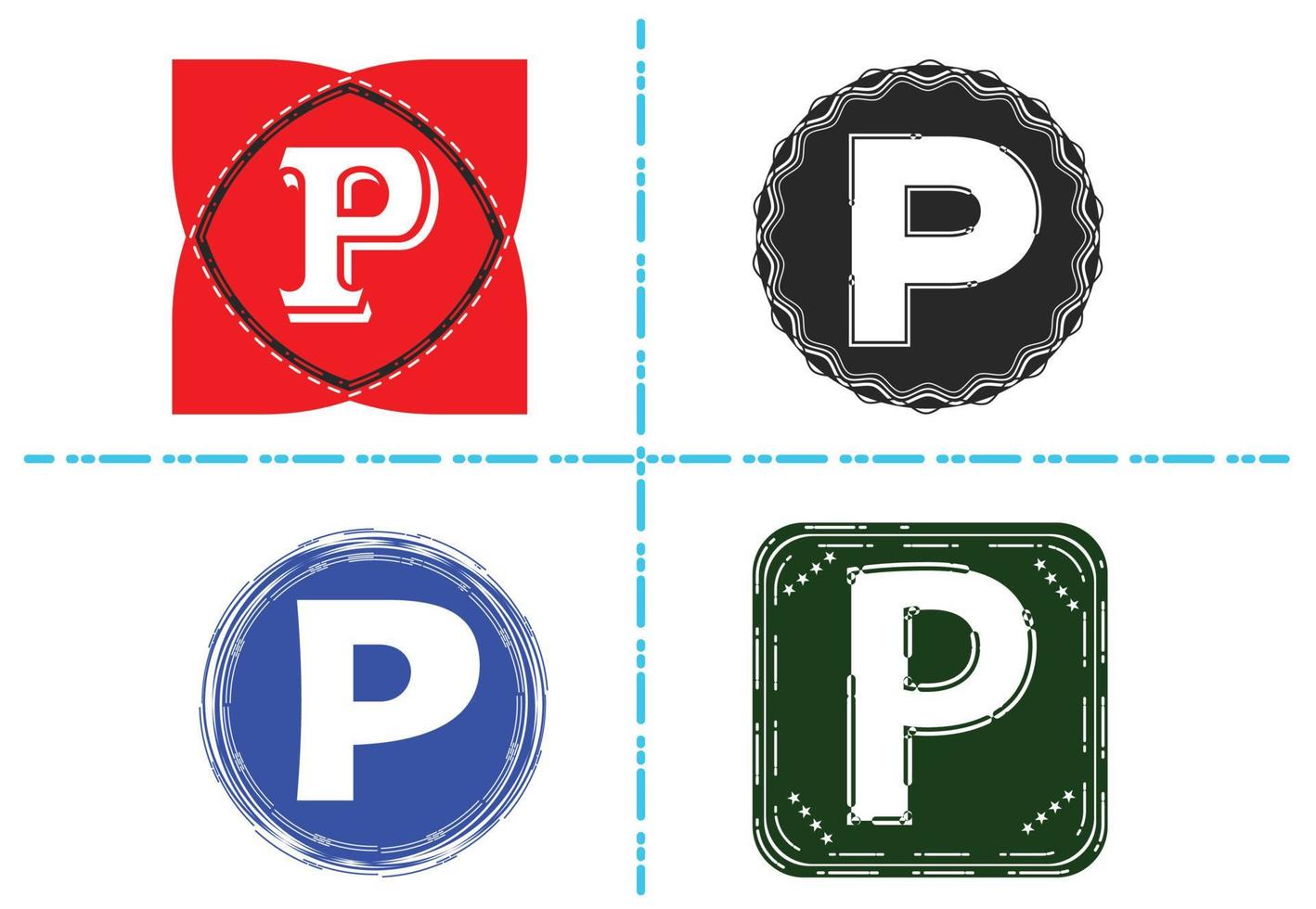 p brief nieuw logo en pictogram ontwerpsjabloon vector