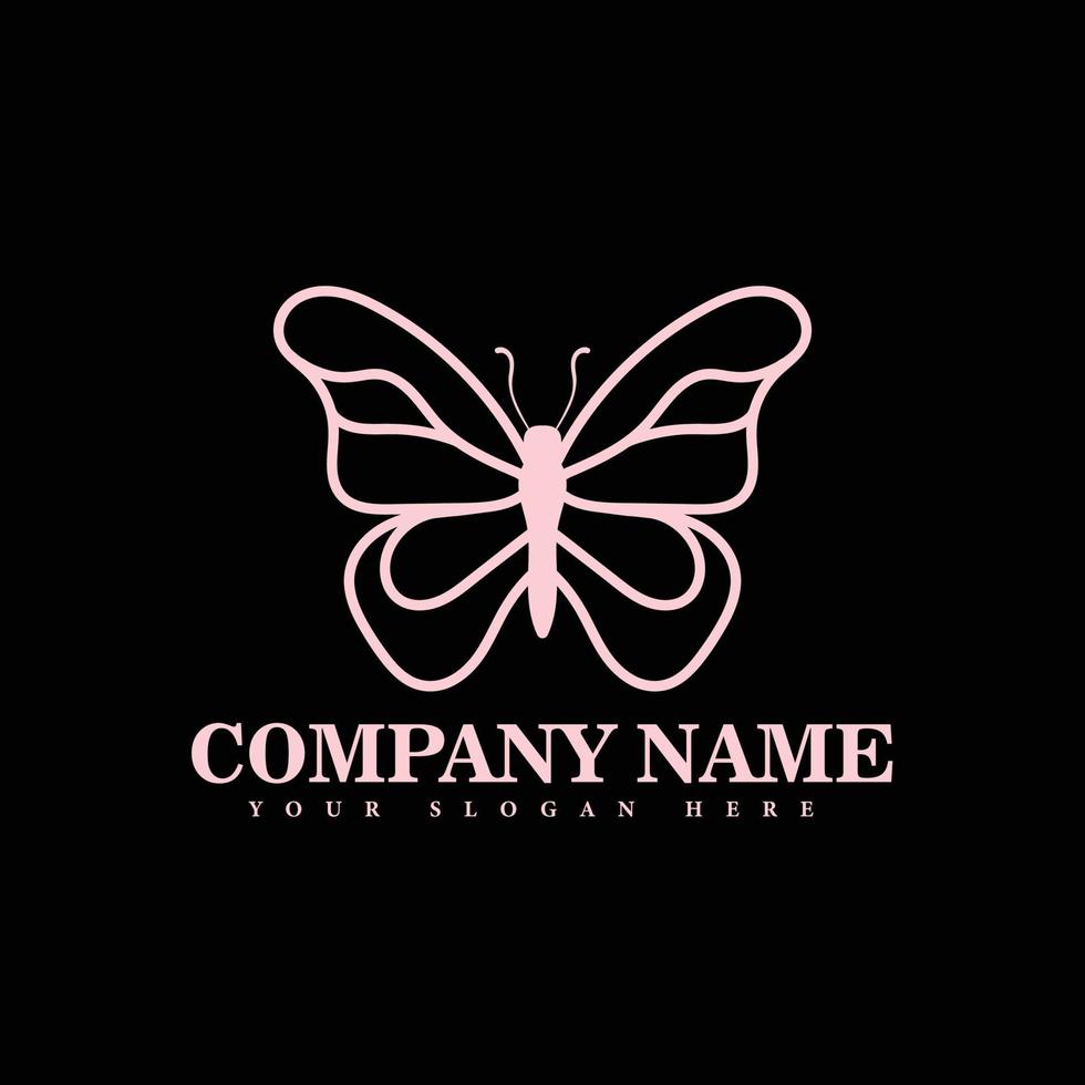 vlinder roze logo ontwerp sjabloon premium vector