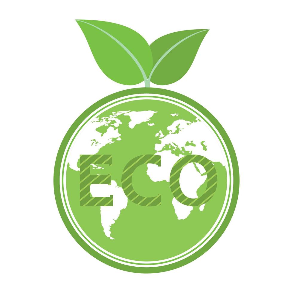 earth globe met groen blad. vector