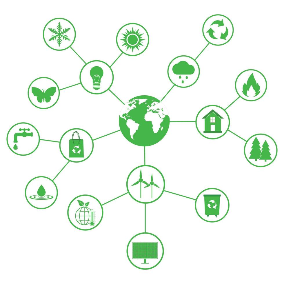 illustratie van ecologische pictogrammenset milieu vector