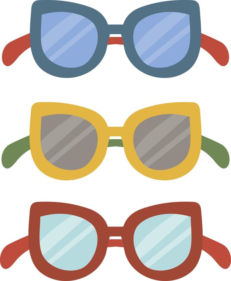 een set zonnebrillen. een item voor vrije tijd en reizen. een modeaccessoire. oogbescherming tegen de zon. informele stijl. element voor uw ontwerp vector