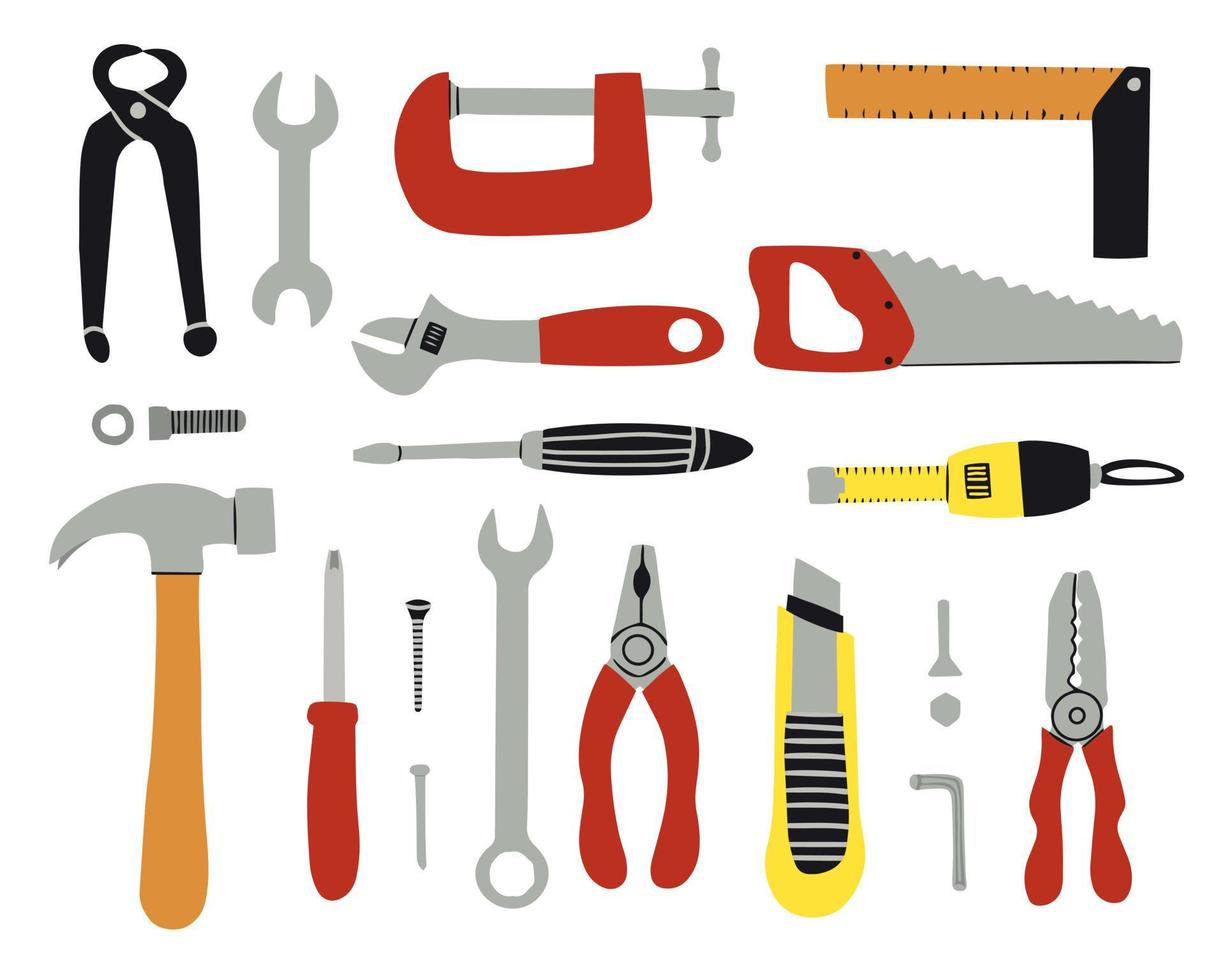 set tools voor reparatie en constructie. platte vectorelementen voor ontwerp vector