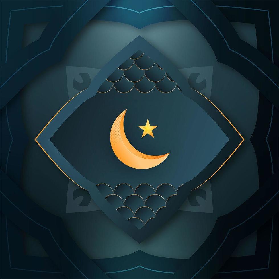 ramadan Mubarak-kaart met maan en ster vector