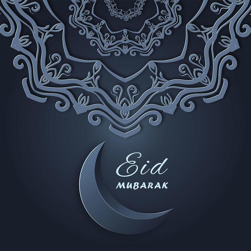 eid mubarak-groeten onder siermandala-ster vector