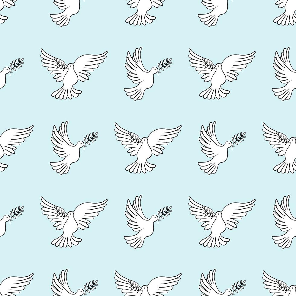 naadloos patroon met een duif en een olijftak. duif een symbool van vrede vector