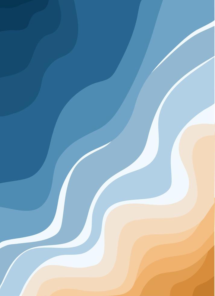 webtop uitzicht op de blauwe zee en het zandstrand. oceaangolven. abstracte stijlvolle achtergrond met tropische kustlijn. vector
