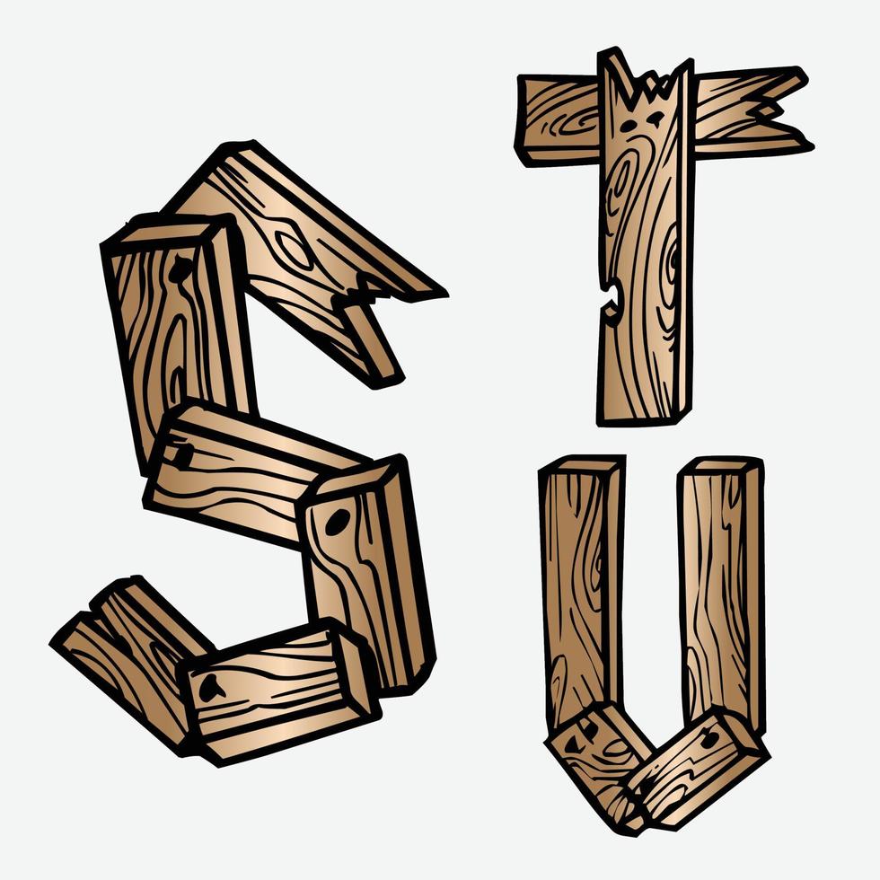 hout boom structuur brieven alfabetten lettertype initialen abc engels creatief decoratief hoofdsteden vector illustratie wild bos