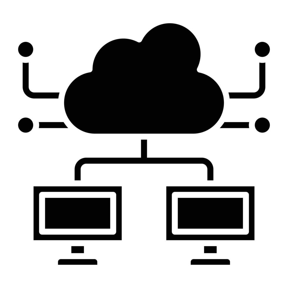 glyph-pictogram voor cloud computing vector