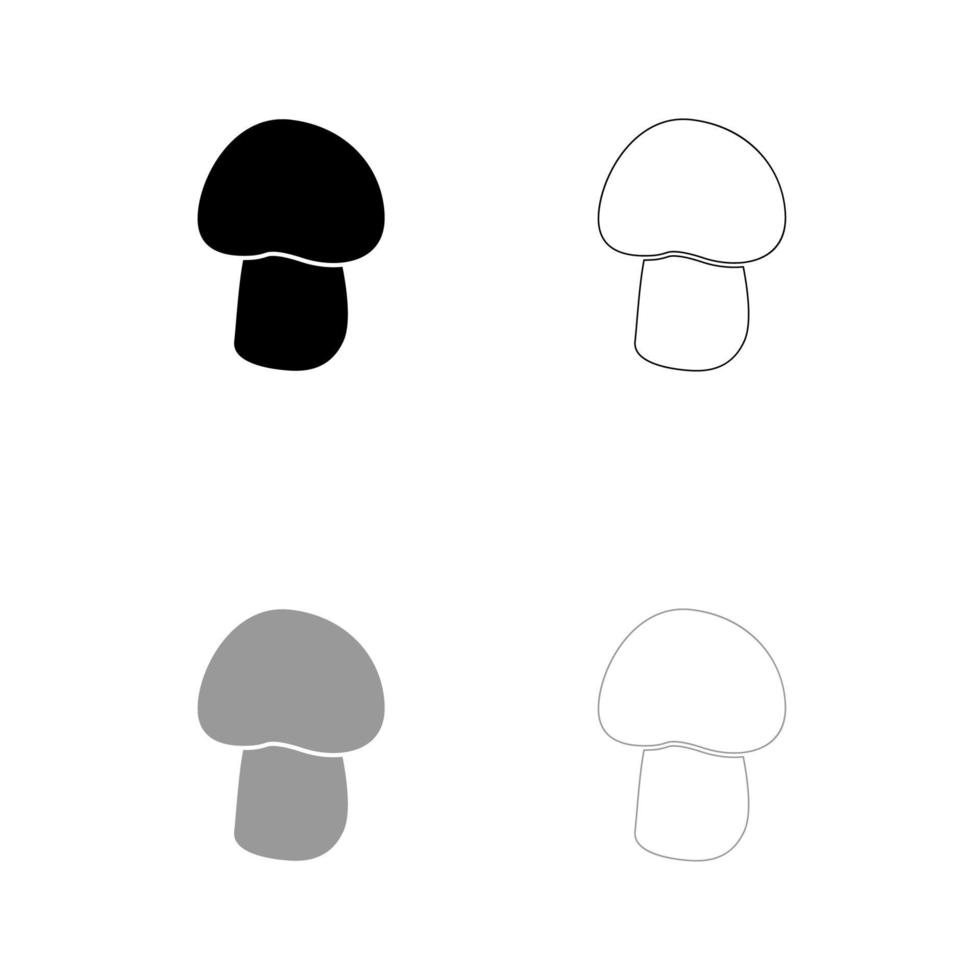 paddenstoel - champignon zwart en grijs ingesteld pictogram. vector