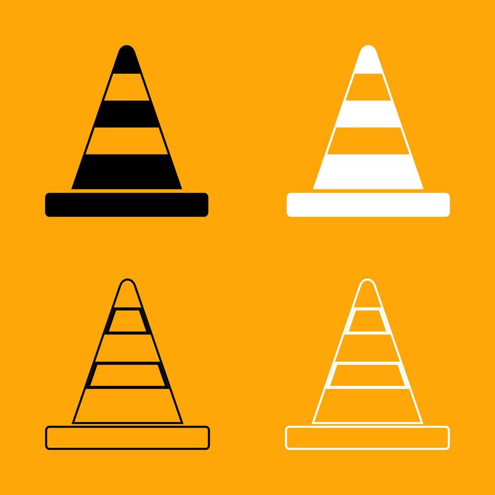 weg kegel zwart-wit ingesteld pictogram. vector