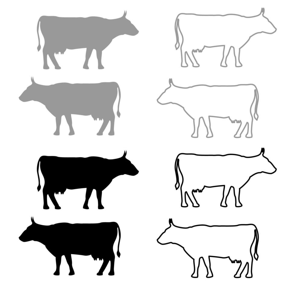 koe iconset grijs zwarte kleur illustratie vector