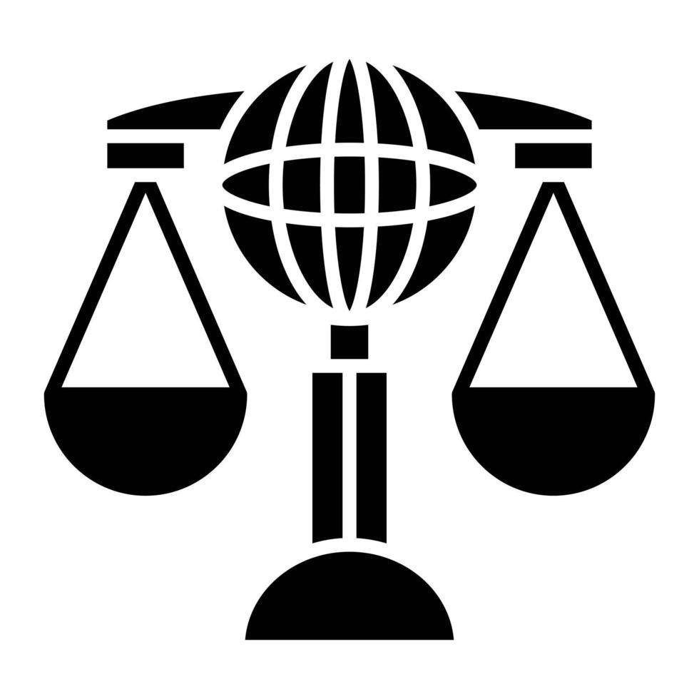 internationaal recht glyph icon vector