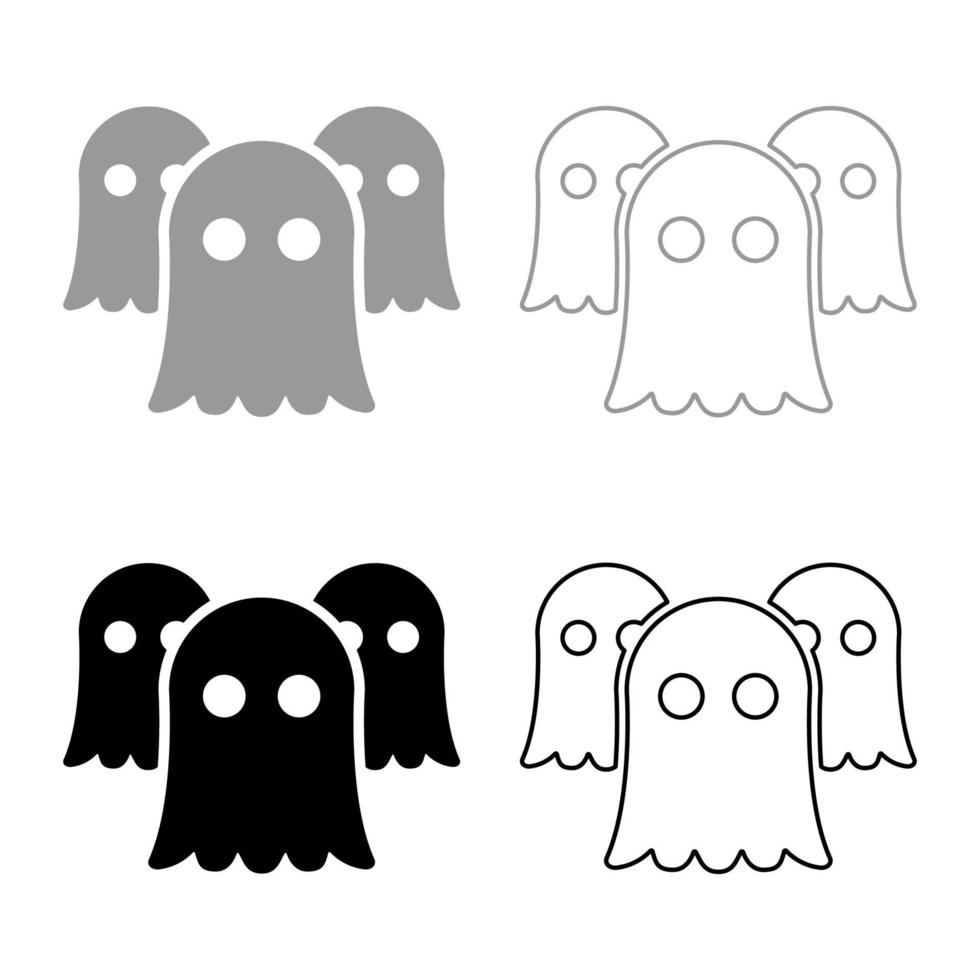 geesten spoken instellen pictogram grijs zwart kleur vector illustratie afbeelding effen vulling omtrek contour lijn dun vlakke stijl