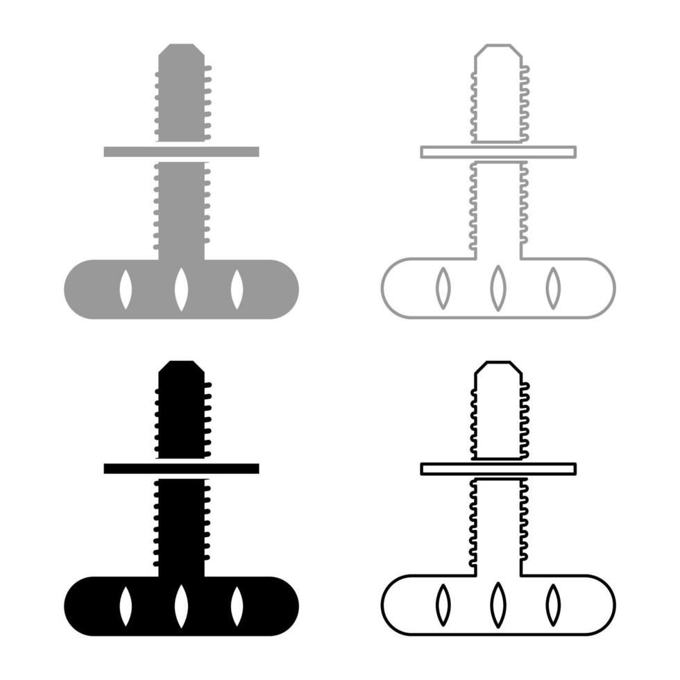 meubelpoot verstelbare ondersteuning set pictogram grijs zwart kleur vector illustratie afbeelding solide vulling omtrek contour lijn dun vlakke stijl