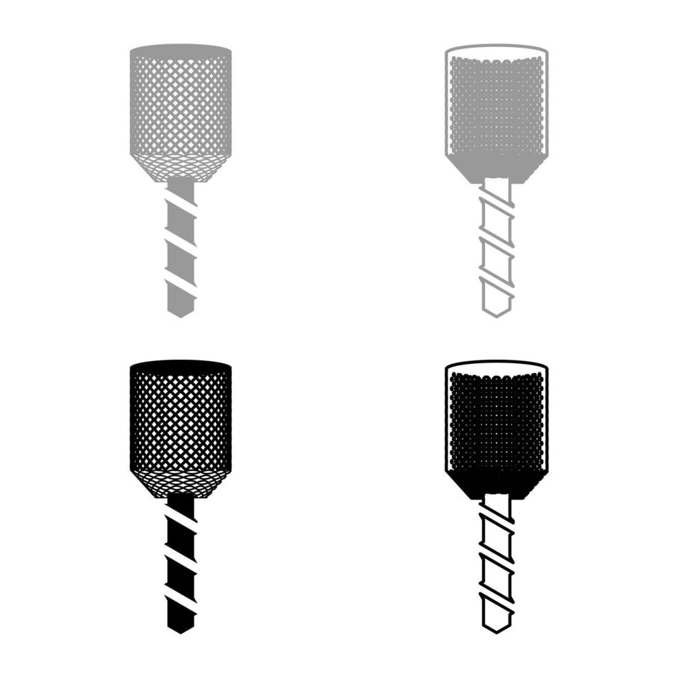 boor boor in hoofd boren gereedschap freesmachine spindel cnc fabriek ingesteld pictogram grijs zwart kleur vector illustratie afbeelding solide vulling overzicht contour lijn dun vlakke stijl