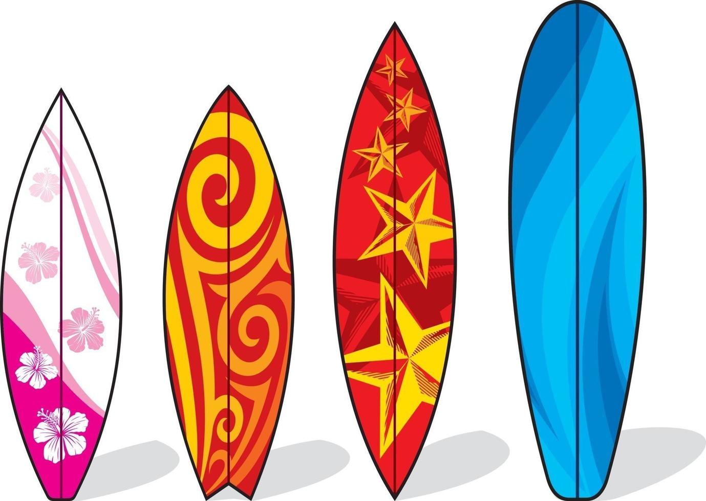 set van surfplank vector