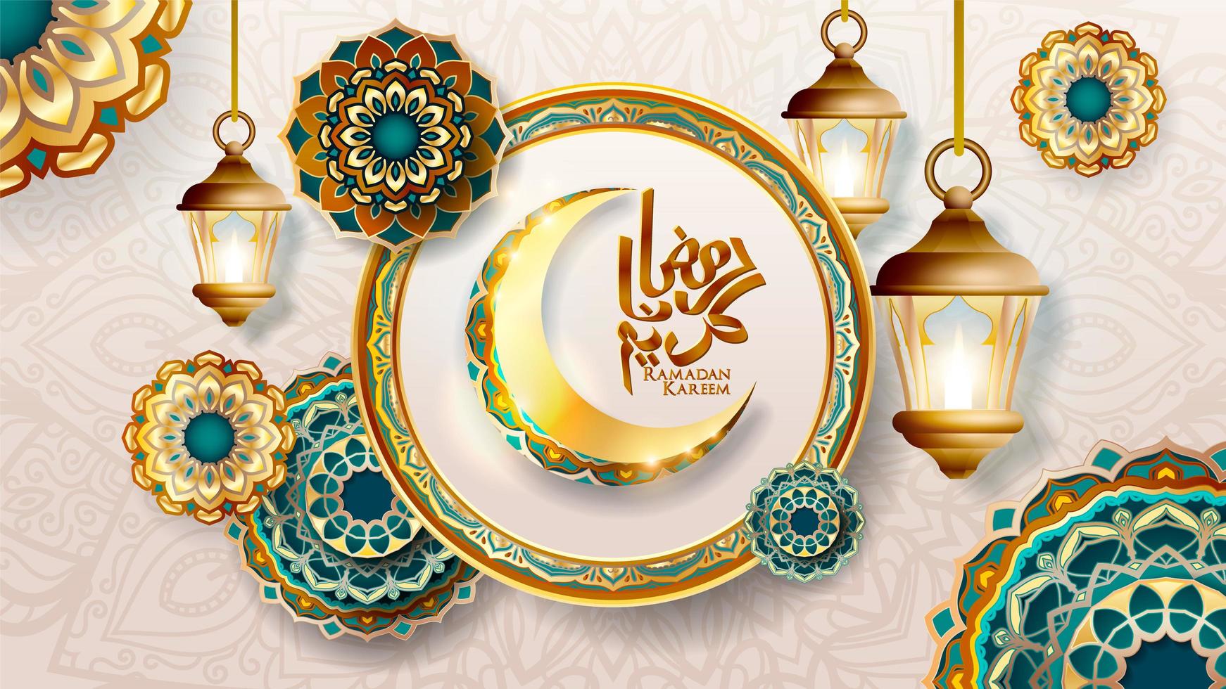 Ramadan Kareem lantaarn achtergrond vector