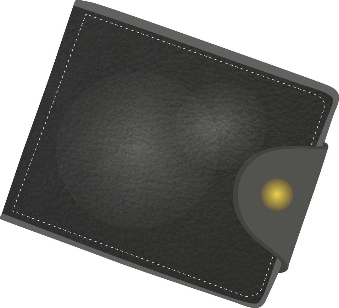 zwarte portemonnee, illustratie, vector op een witte achtergrond.