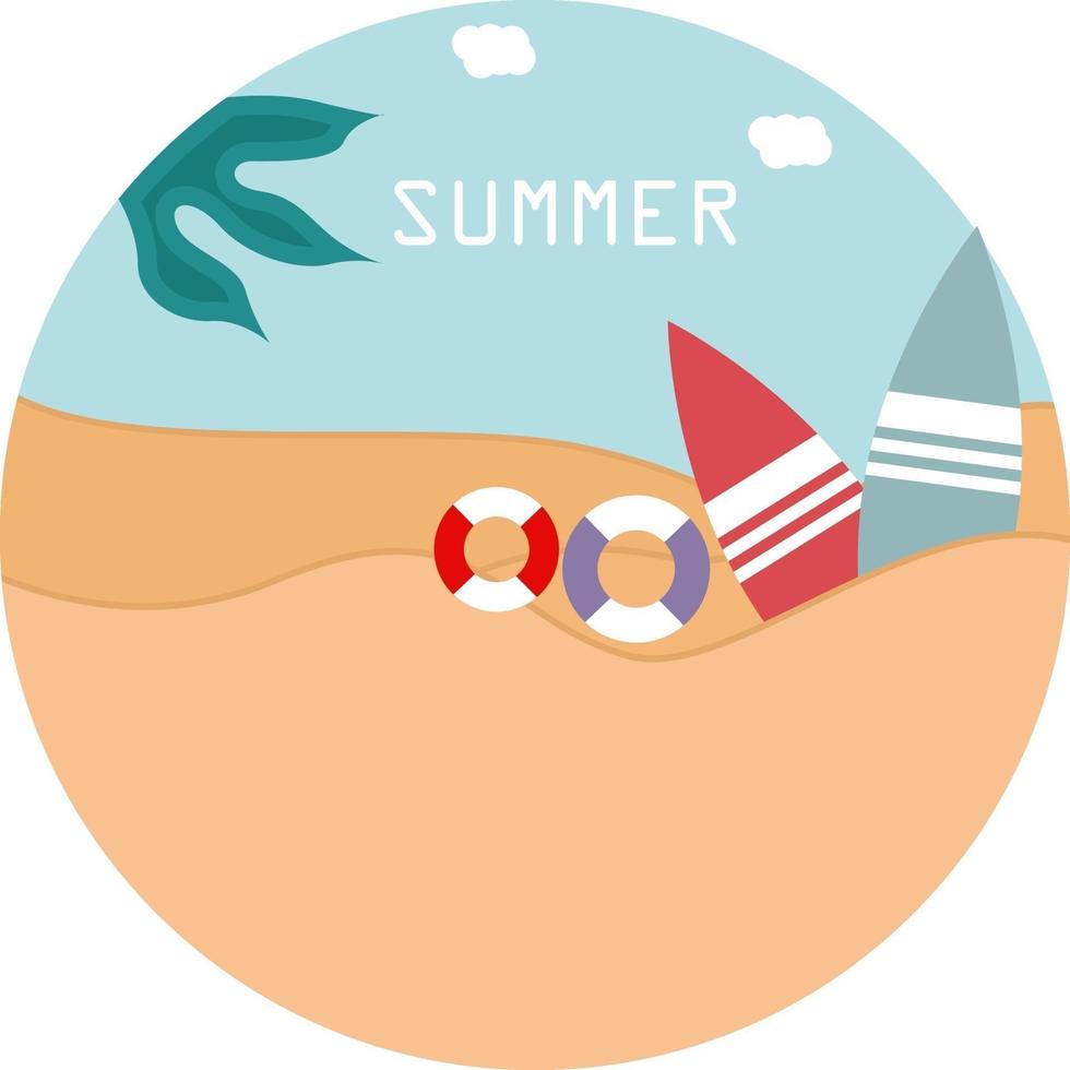 zomer strand, illustratie, vector op een witte achtergrond.