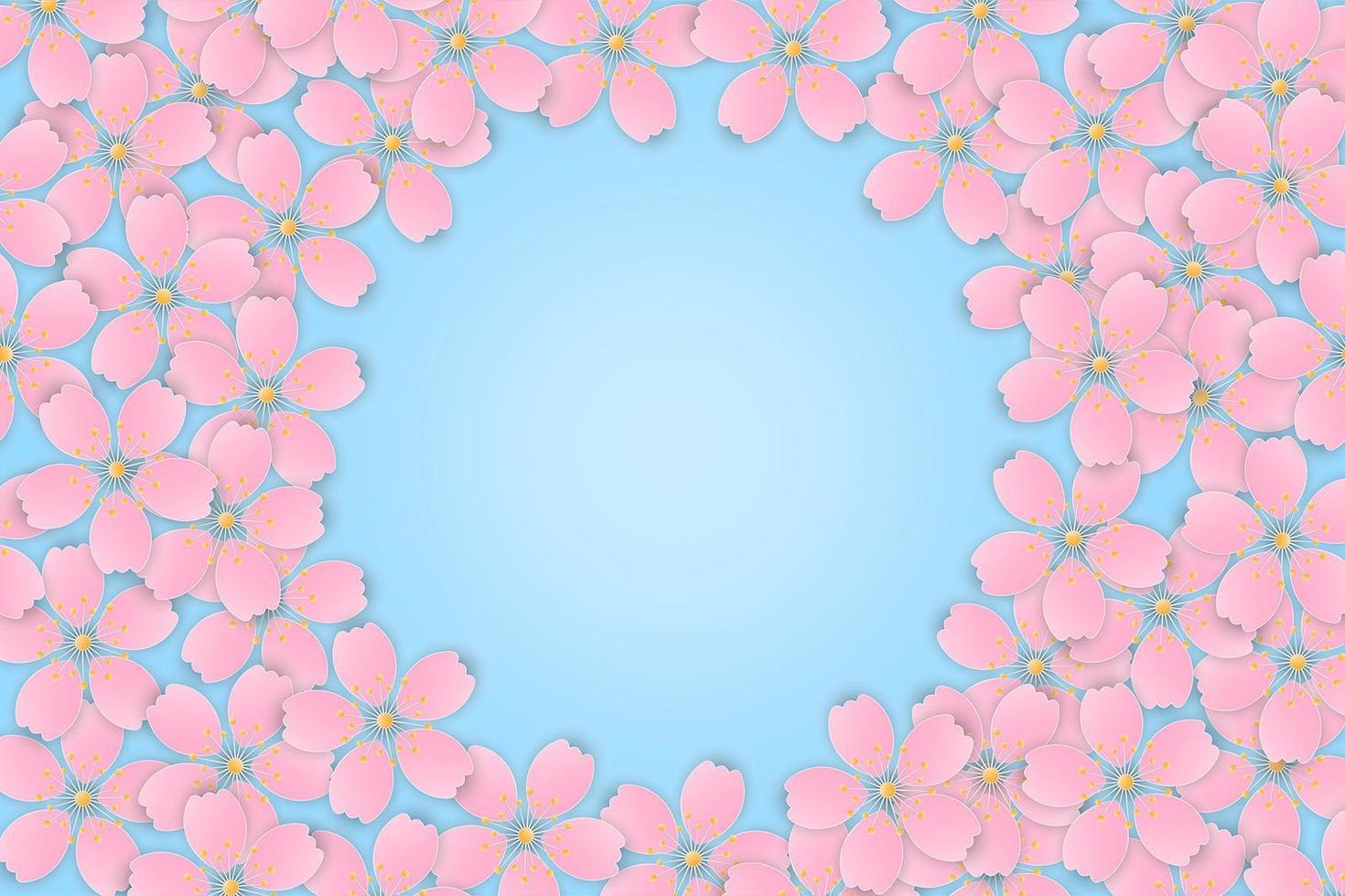 roze kersenbloesem sakura bloem frame vector