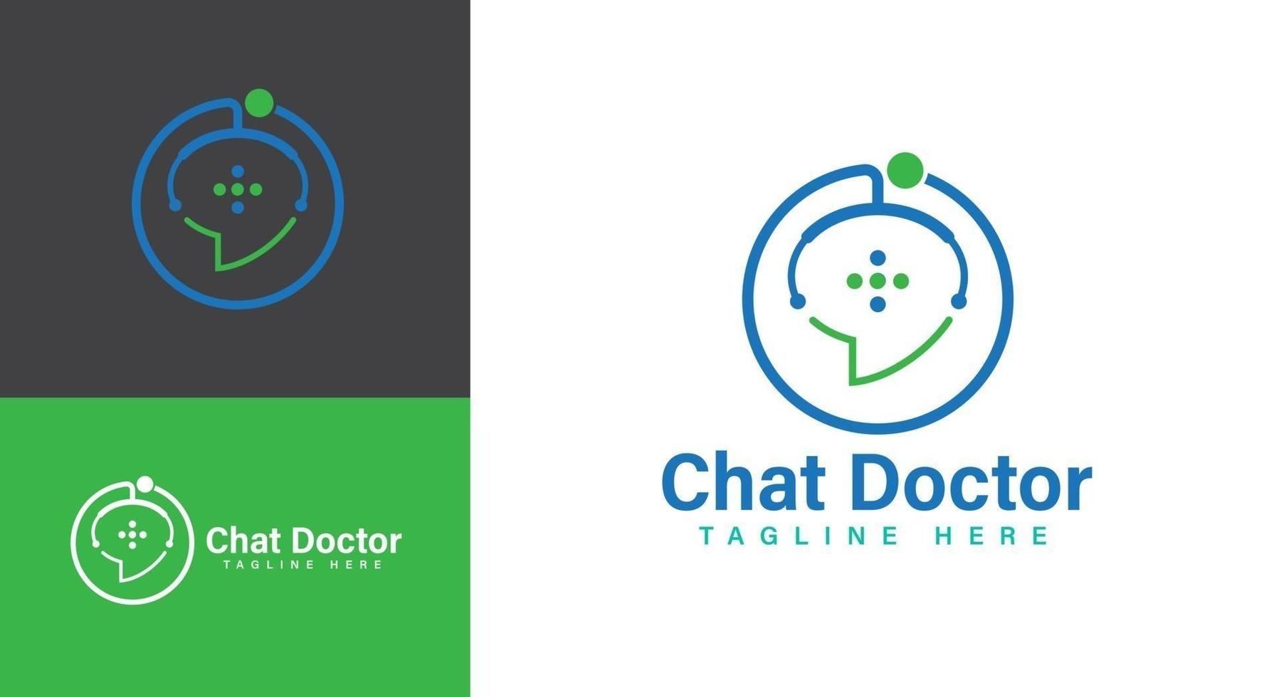 consultatie en hallo dokter praktijk logo sjabloon. gezondheidsbericht vectorillustratie vector